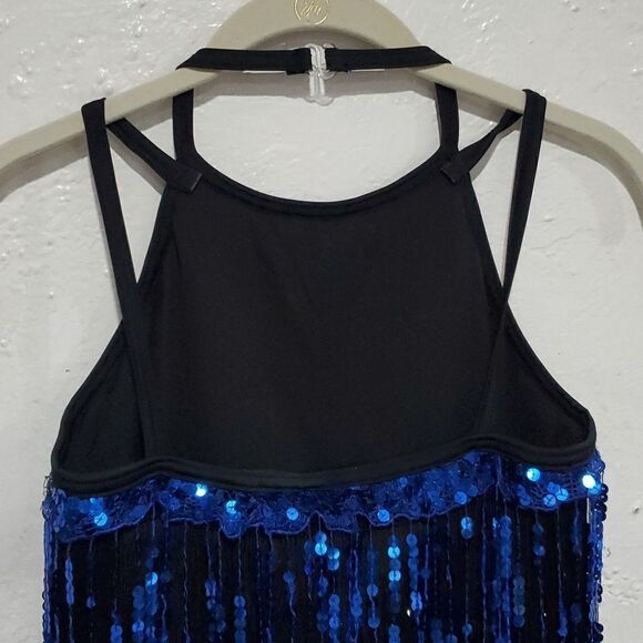 Weissman Sequin Scroll Mesh Fringe Biketard Style 10926 Size S - Picture 7 of 14